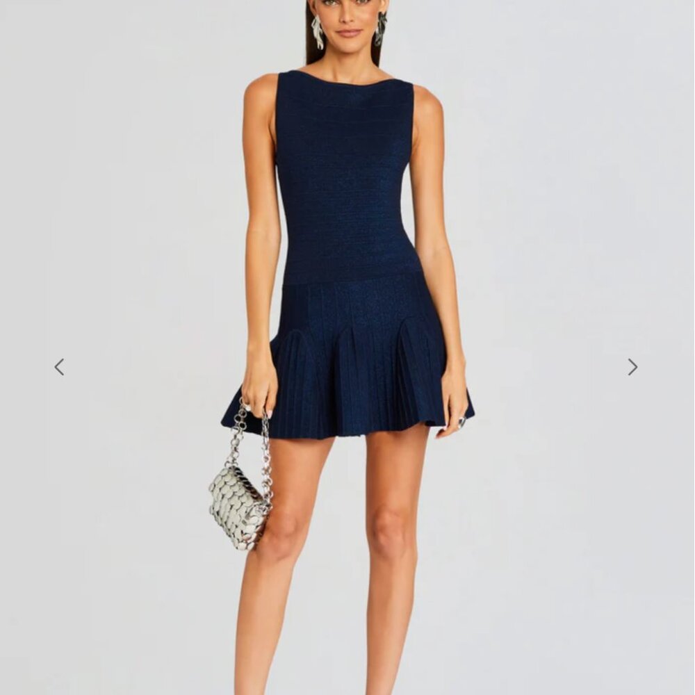 Retrofête AUDRINA KNIT DRESS in Metallic Navy XXS